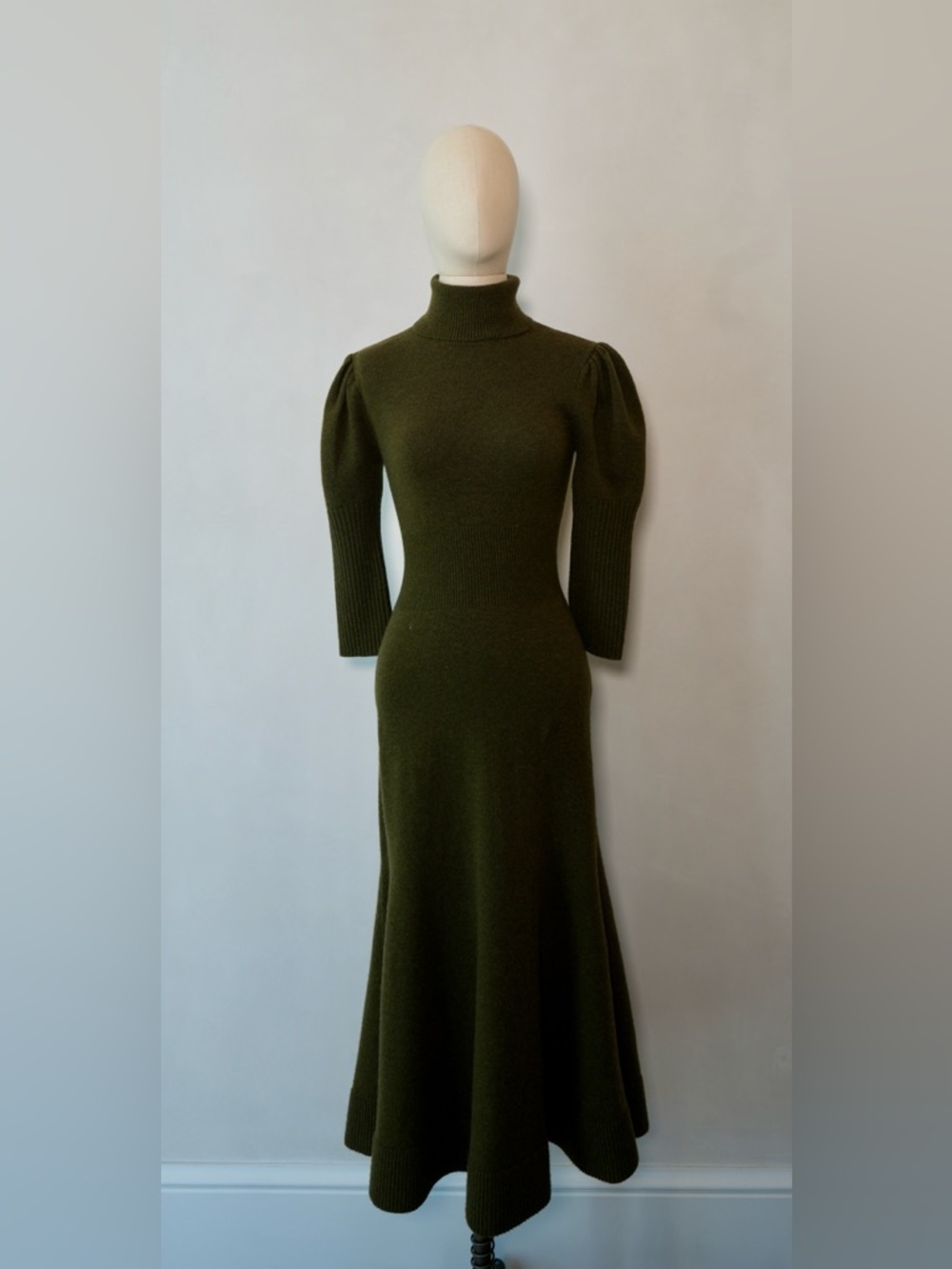 Michael Kors Olive Green Turtleneck Maxi Dress